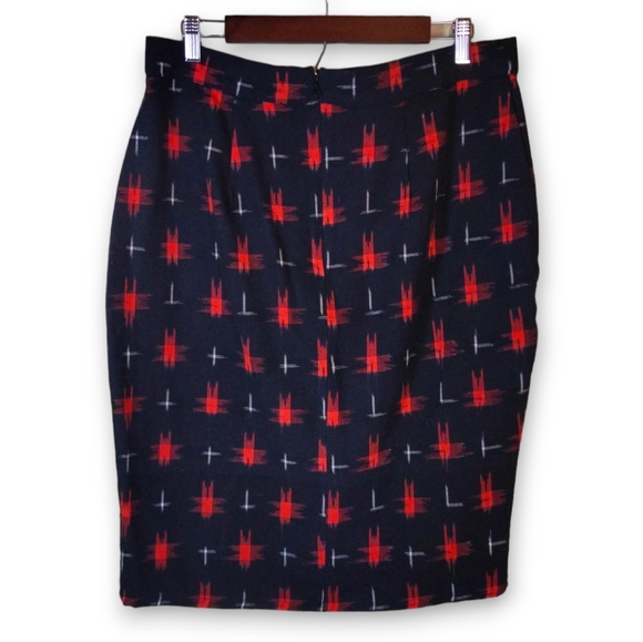 Mata Traders Skirt Faux Wrap Black and Red Pencil Skirt - Women's Size Large - Picture 2 of 5